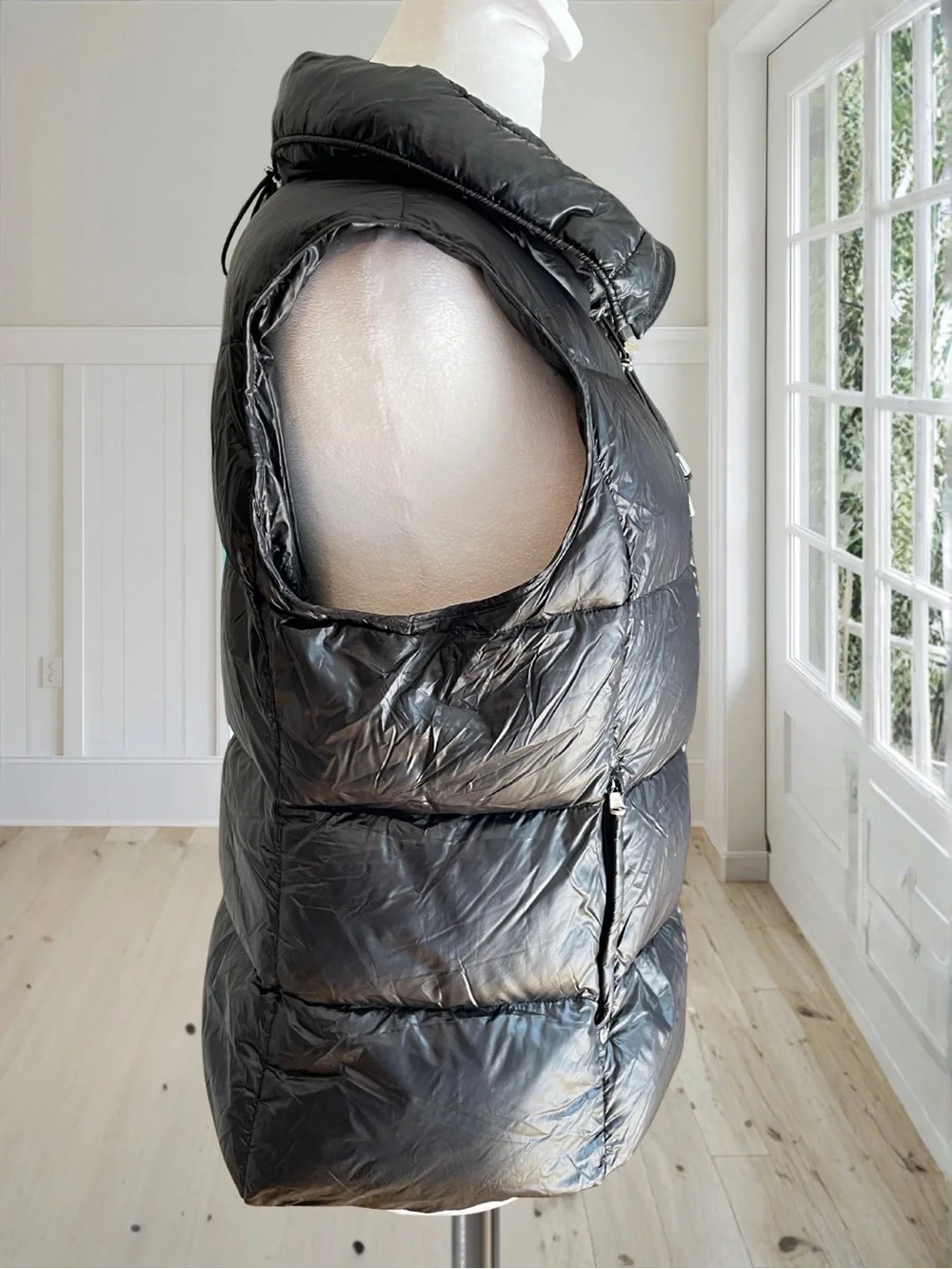 LAUREN RALPH LAUREN Women's M Black Down Vest Packable Puffer Jacket Drawstring